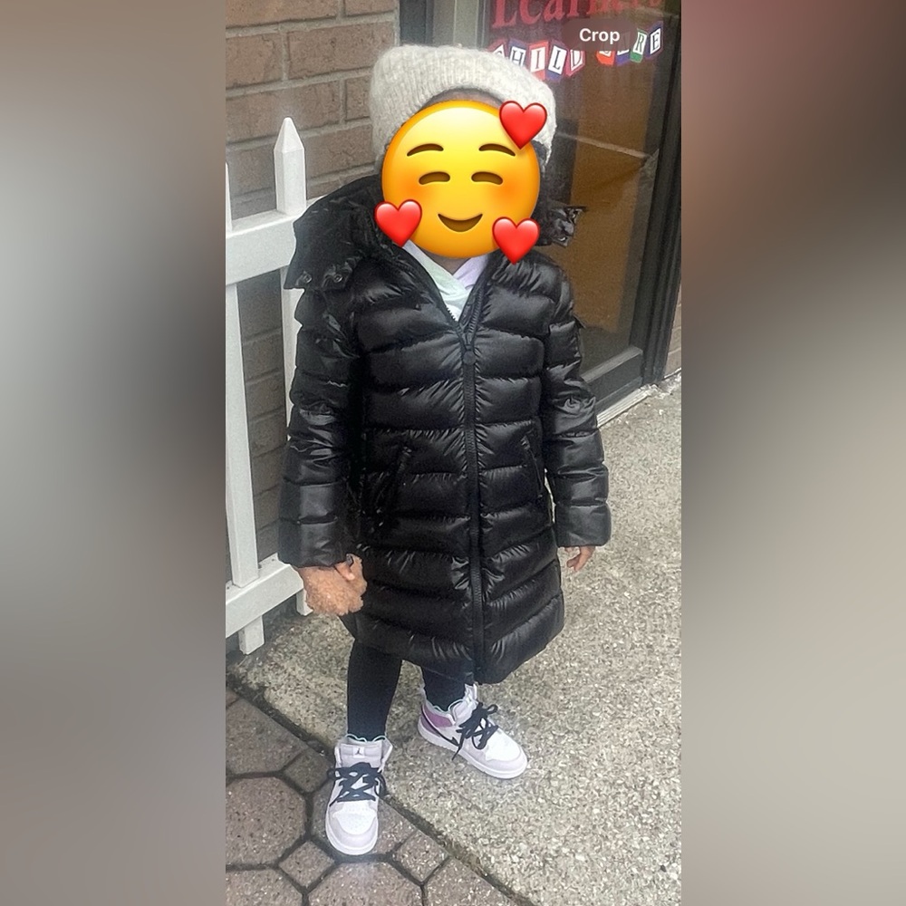 Moncler shiny black girls coat